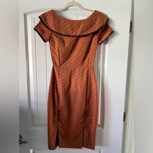 Brown polka dot retro Tatyana dress. Size XS.